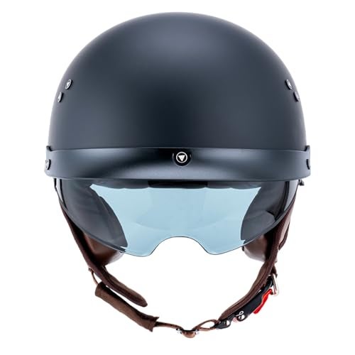 VCOROS Half Helmet Motorcycle DOT Approved Open Face Helmet F07 with Sun Visor and Quick Release Buckle for Adults Men and Women (Matte Black,XL) - Image 4