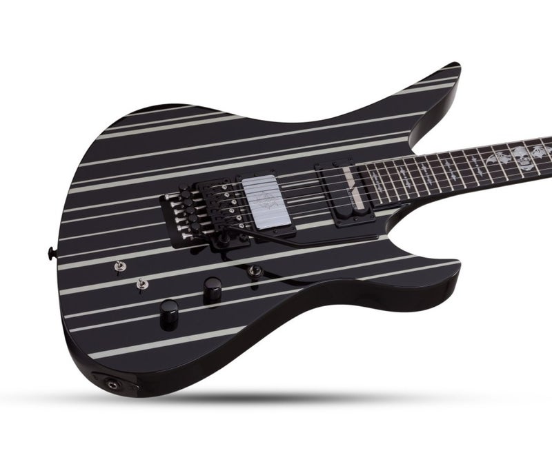 Schecter جيتار كهربائي شيكتر 1741 سينايستر كاستم-س - أسود لامع مع خطوط فضية - Image 5