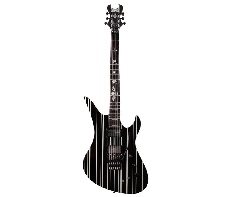 Schecter جيتار كهربائي شيكتر 1741 سينايستر كاستم-س - أسود لامع مع خطوط فضية - Image 2