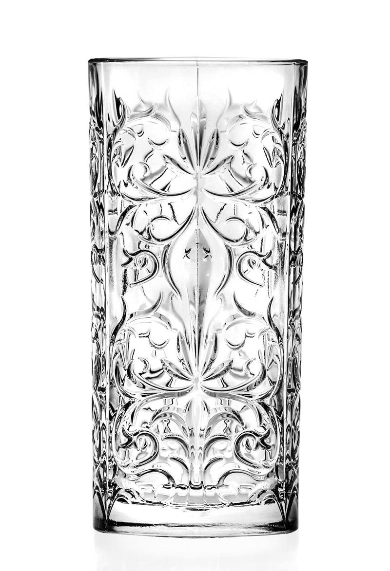 RCR Cristalleria Italiana Tattoo Luxury Crystal Long Drink Water Juice Glass Tumbler -Set of 6 (368 ml,Italy Made) - Image 1