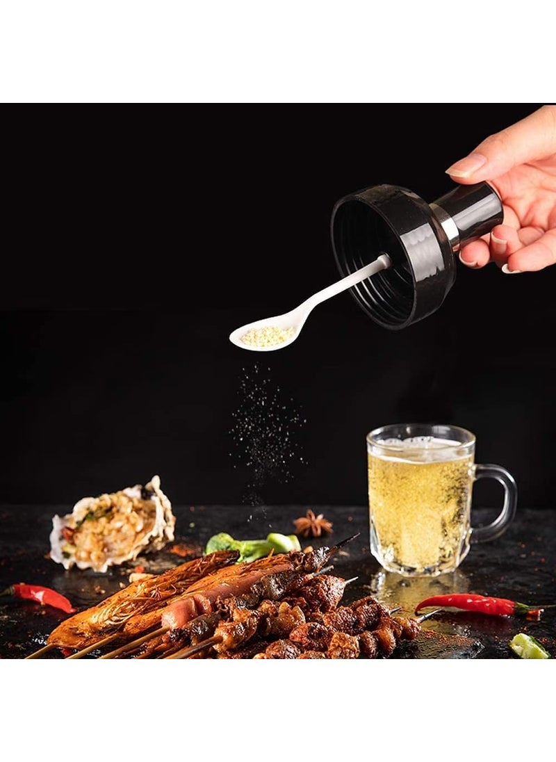 BLINE BLINE Borosilicate Glass Food Storage Spice Salt Sugar Condiment Jar with Spoon and Olive Oil Bottle with Brush Combo for Kitchen Restaurants Airtight Cap Transparent Pack of 2  - Image 4