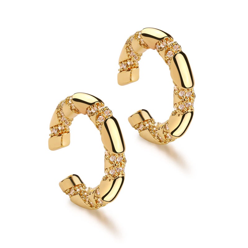 MYEARS Women's Gold Filled Diamond Ear Cuff, Hypoallergenic, 14K Gold, Small Boho Beach Style - Image 1