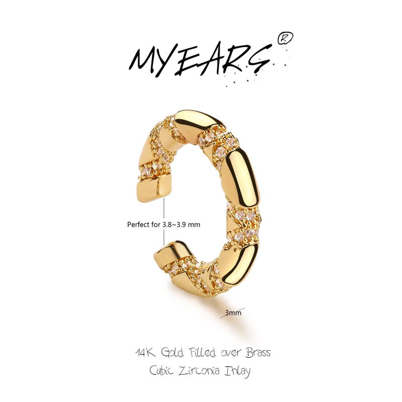 MYEARS Women's Gold Filled Diamond Ear Cuff, Hypoallergenic, 14K Gold, Small Boho Beach Style - Image 5
