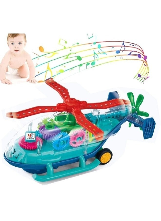 TOY GARDEN Kids Plastic Vehicles Transparent Toy Helicopter Gear Electric Copter Car Toy For Children With Light And Music  - Image 1