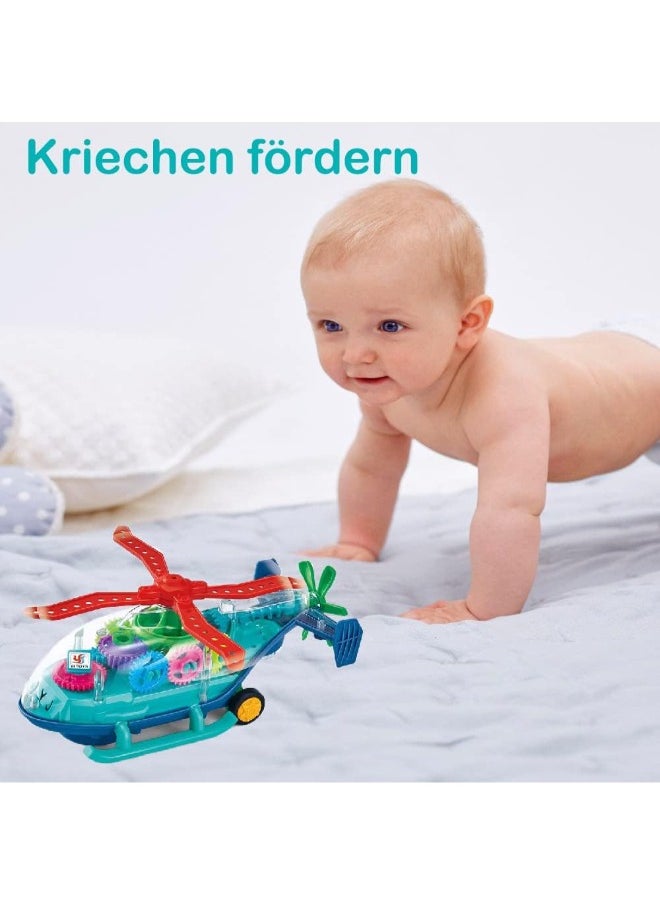 TOY GARDEN Kids Plastic Vehicles Transparent Toy Helicopter Gear Electric Copter Car Toy For Children With Light And Music  - Image 4