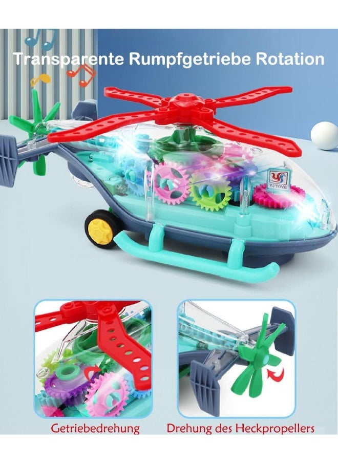 TOY GARDEN Kids Plastic Vehicles Transparent Toy Helicopter Gear Electric Copter Car Toy For Children With Light And Music  - Image 5