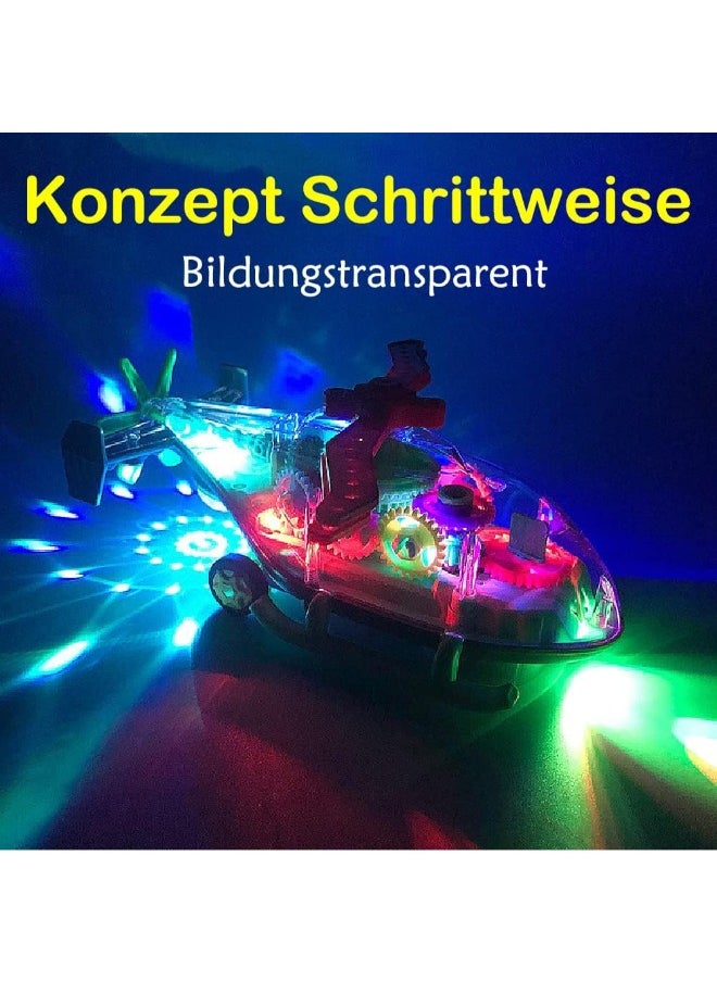 TOY GARDEN Kids Plastic Vehicles Transparent Toy Helicopter Gear Electric Copter Car Toy For Children With Light And Music  - Image 2