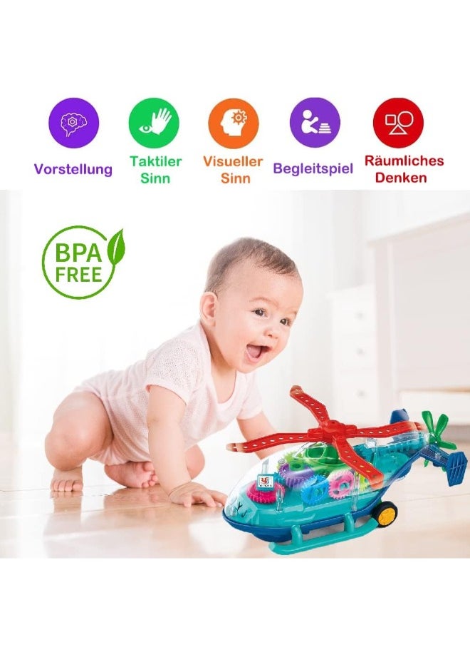 TOY GARDEN Kids Plastic Vehicles Transparent Toy Helicopter Gear Electric Copter Car Toy For Children With Light And Music  - Image 3