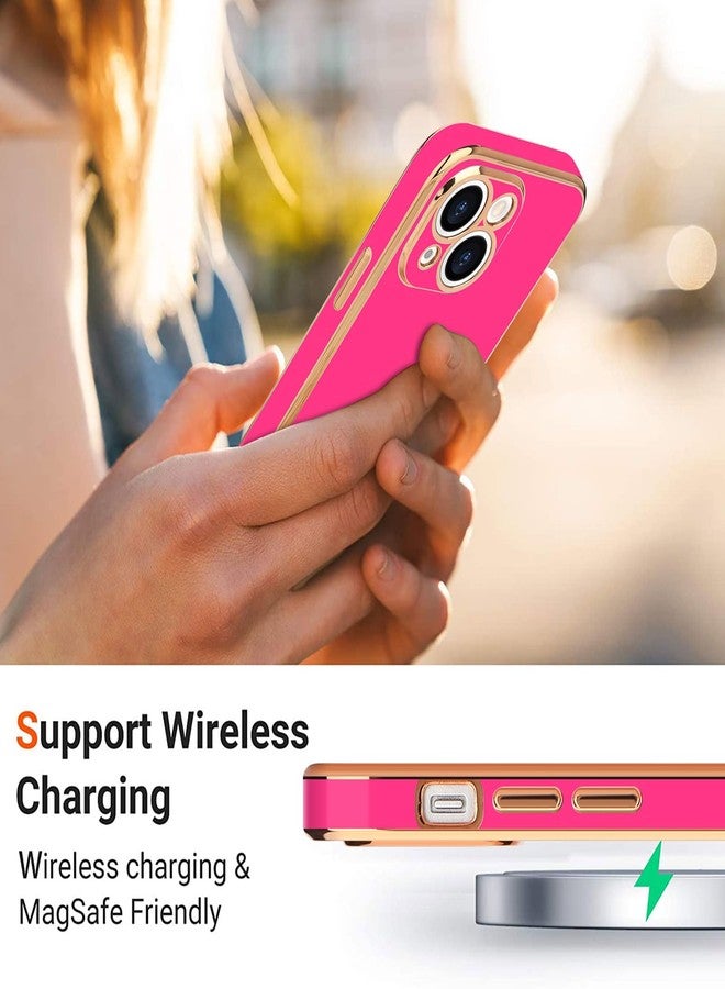 Teageo جراب هاتف Teageo متوافق مع iPhone 13 للنساء والفتيات، بتصميم قلب لطيف فاخر مطلي بالترتر، غطاء خلفي ناعم، حماية كاملة للكاميرا، جراب سيليكون مقاوم للصدمات لهاتف iPhone 13، لون وردي فاقع - Image 5
