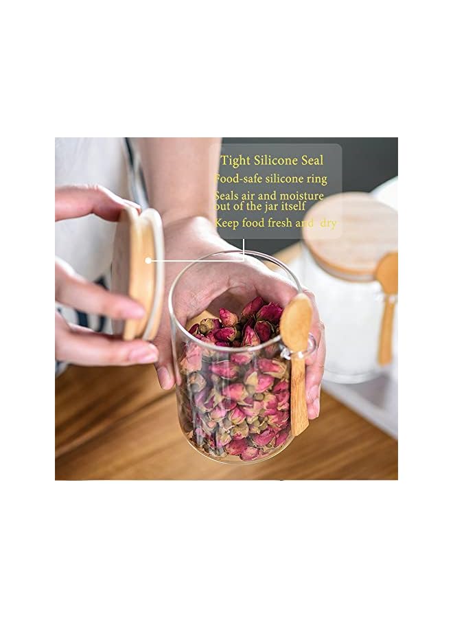 erorex جرار بغطاء محكم وملعقة، جرار زجاجية لتخزين الطعام، حاويات الشوفان طوال الليل مع الأغطية، جرار مطبخ زخرفية للقهوة/الشاي/السكر/التوابل، حاويات ملح الحمام 15 أونصة/450 مل - Image 3
