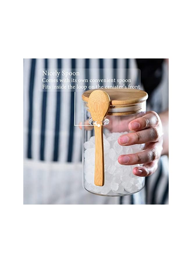 erorex جرار بغطاء محكم وملعقة، جرار زجاجية لتخزين الطعام، حاويات الشوفان طوال الليل مع الأغطية، جرار مطبخ زخرفية للقهوة/الشاي/السكر/التوابل، حاويات ملح الحمام 15 أونصة/450 مل - Image 2