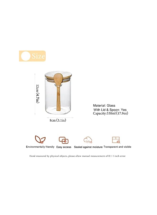 erorex جرار بغطاء محكم وملعقة، جرار زجاجية لتخزين الطعام، حاويات الشوفان طوال الليل مع الأغطية، جرار مطبخ زخرفية للقهوة/الشاي/السكر/التوابل، حاويات ملح الحمام 15 أونصة/450 مل - Image 4