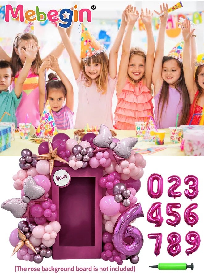 MEBEGIN Barbie Series Bow Birthday Balloons Set for Birthday Decorations include 32 inch Number 0-9 Foil Ballons,2pcs 62*88cm Bow,100+ Different Size Ballons and Other Accessories, for Boys Girls' Party  - Image 4