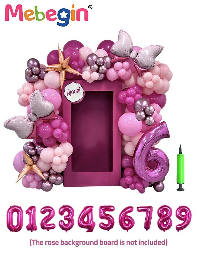 MEBEGIN Barbie Series Bow Birthday Balloons Set for Birthday Decorations include 32 inch Number 0-9 Foil Ballons,2pcs 62*88cm Bow,100+ Different Size Ballons and Other Accessories, for Boys Girls' Party  - Image 2