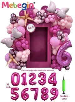 MEBEGIN Barbie Series Bow Birthday Balloons Set for Birthday Decorations include 32 inch Number 0-9 Foil Ballons,2pcs 62*88cm Bow,100+ Different Size Ballons and Other Accessories, for Boys Girls' Party  - Image 1