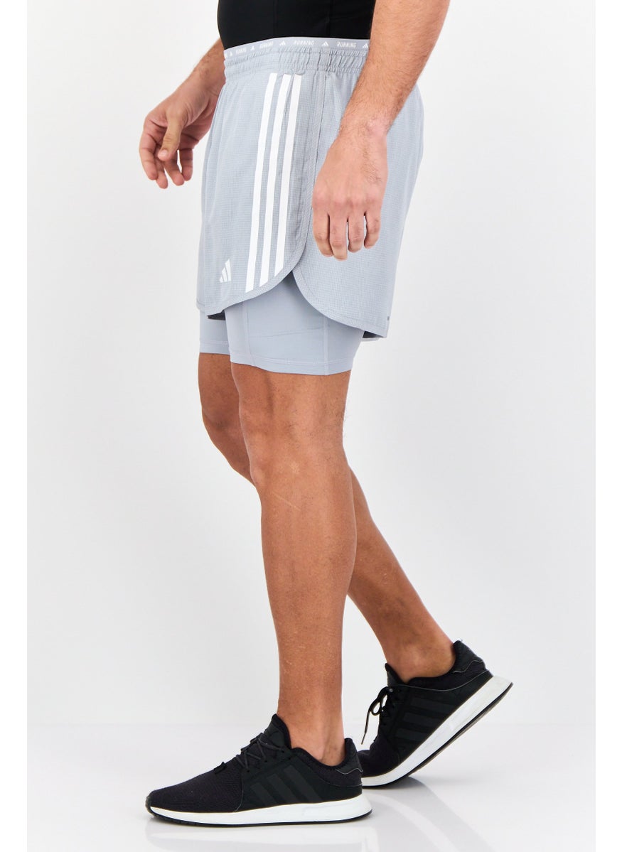 Adidas - Men Regular Fit Own The Run 2 In 1 Short, Light Grey - Image 1
