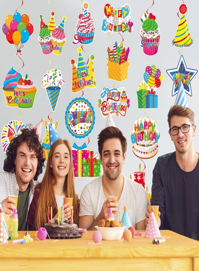 Runloon 40Pcs Birthday Hanging Swirl Decorations, Colorful Cupcake Balloons Hat Sign Swirl Decor Happy Birthday Hanging Ornaments for Boy Girl Kid Party Supplies - Image 5