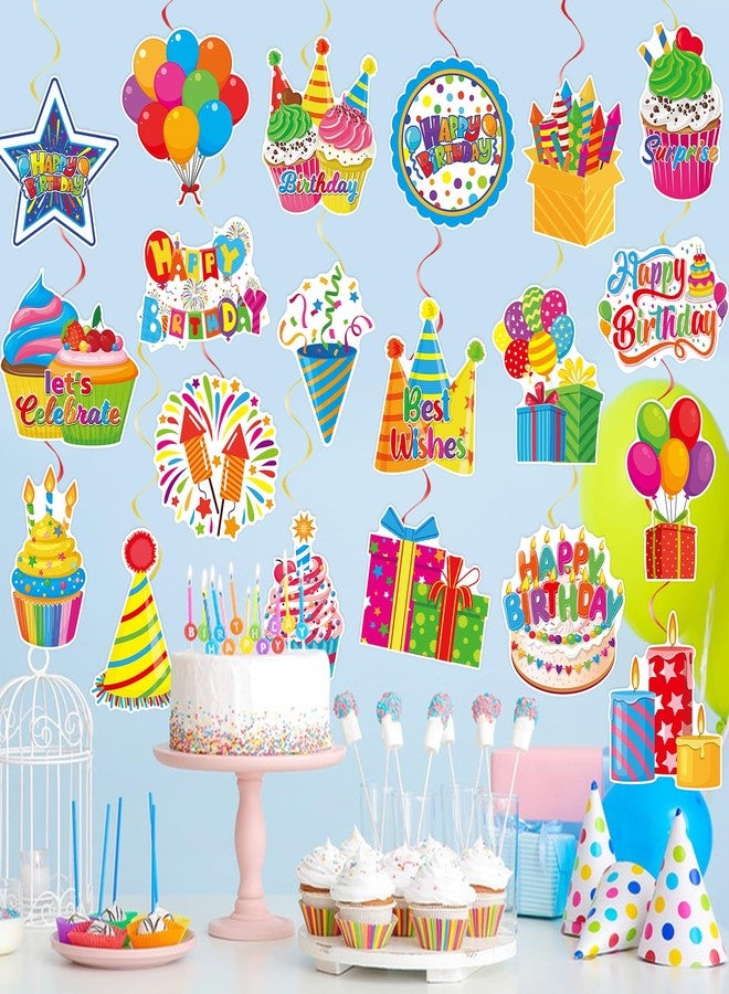 Runloon 40Pcs Birthday Hanging Swirl Decorations, Colorful Cupcake Balloons Hat Sign Swirl Decor Happy Birthday Hanging Ornaments for Boy Girl Kid Party Supplies - Image 4