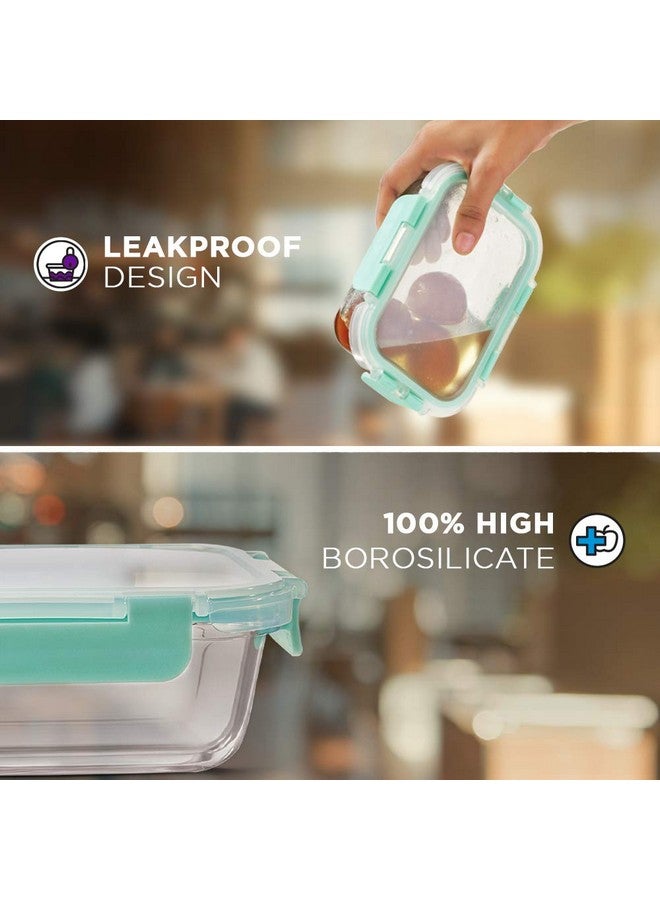 Allo Allo Foodsafe Glass Containers With Lids With Break Free Lock, Oven Microwave Safe Containers, High Borosilicate Meal Prep Glass Food Storage Containers For Kitchen, Set Of 4, 640Ml - Transparent  - Image 4