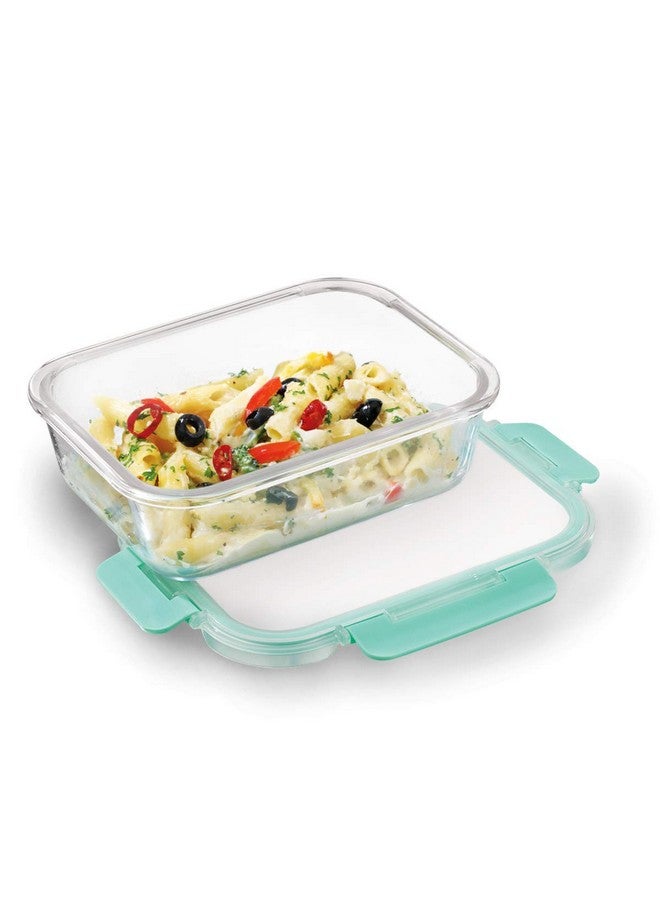 Allo Allo Foodsafe Glass Containers With Lids With Break Free Lock, Oven Microwave Safe Containers, High Borosilicate Meal Prep Glass Food Storage Containers For Kitchen, Set Of 4, 640Ml - Transparent  - Image 2