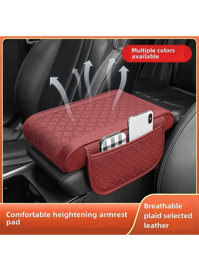Red Black Universal Car Center Armrest Console Cover Pad With Side Pockets Waterproof PU Leather Protector Interior Accessories - Image 4
