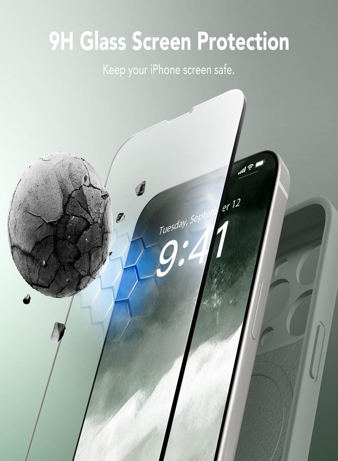 SuydanBox Magnetic for iPhone 13 Pro Case, Compatible with MagSafe, [Full Camera Protection][Screen Protector] Silicone Shockproof Protective Phone Case for iPhone 13 Pro 6.1", Calke Green - Image 3