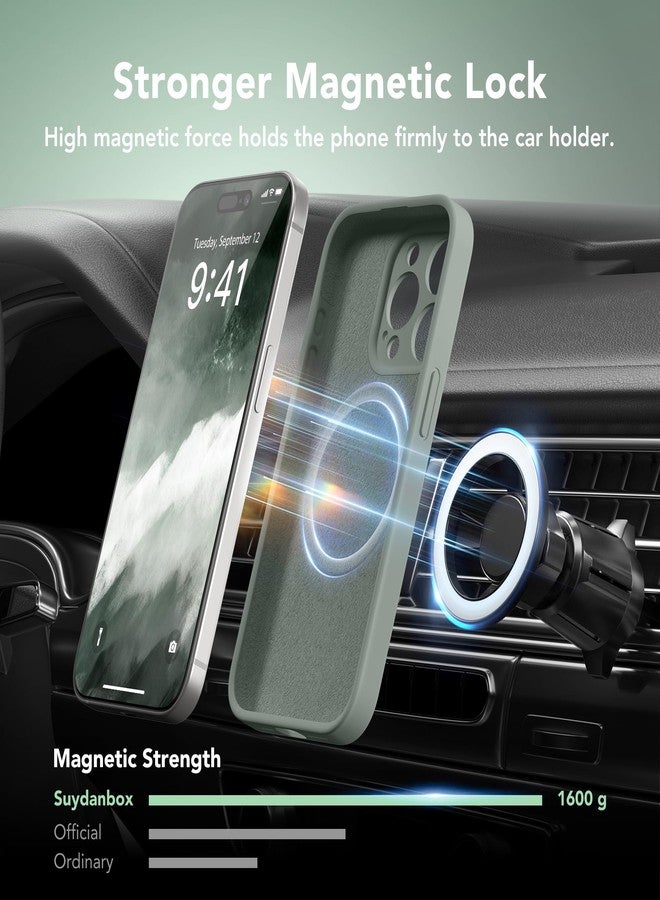 SuydanBox Magnetic for iPhone 13 Pro Case, Compatible with MagSafe, [Full Camera Protection][Screen Protector] Silicone Shockproof Protective Phone Case for iPhone 13 Pro 6.1", Calke Green - Image 4