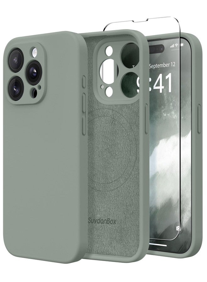 SuydanBox Magnetic for iPhone 13 Pro Case, Compatible with MagSafe, [Full Camera Protection][Screen Protector] Silicone Shockproof Protective Phone Case for iPhone 13 Pro 6.1", Calke Green - Image 1