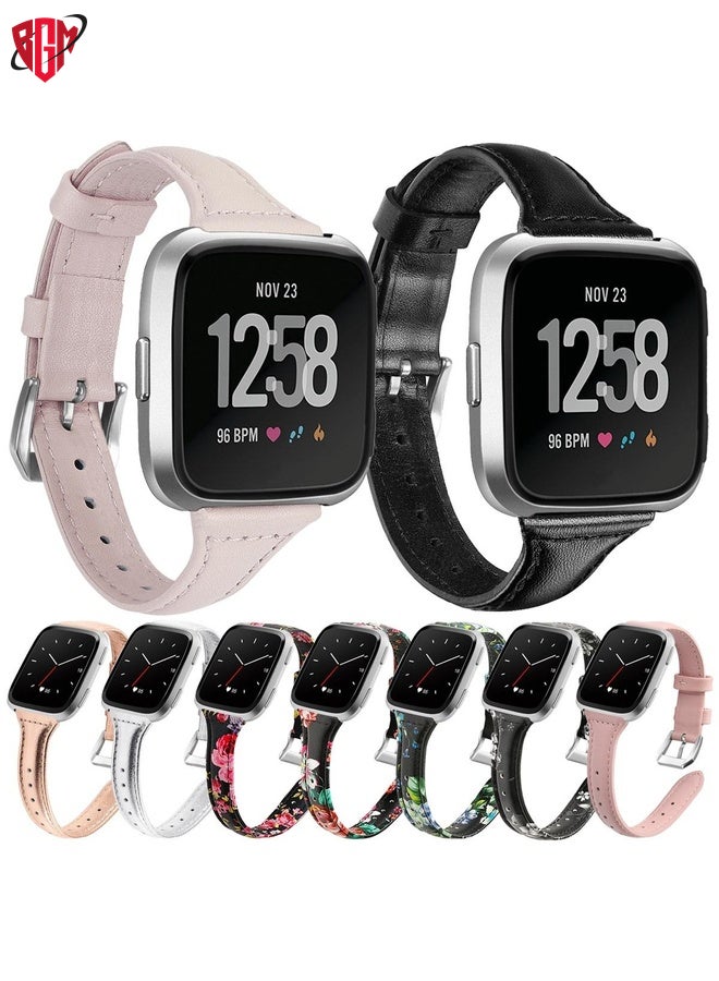 BGM Watch Band Strap For Fitbit Versa 2 Smart Watch Leather Watch Band, Shrink Version(Silver)  - Image 5