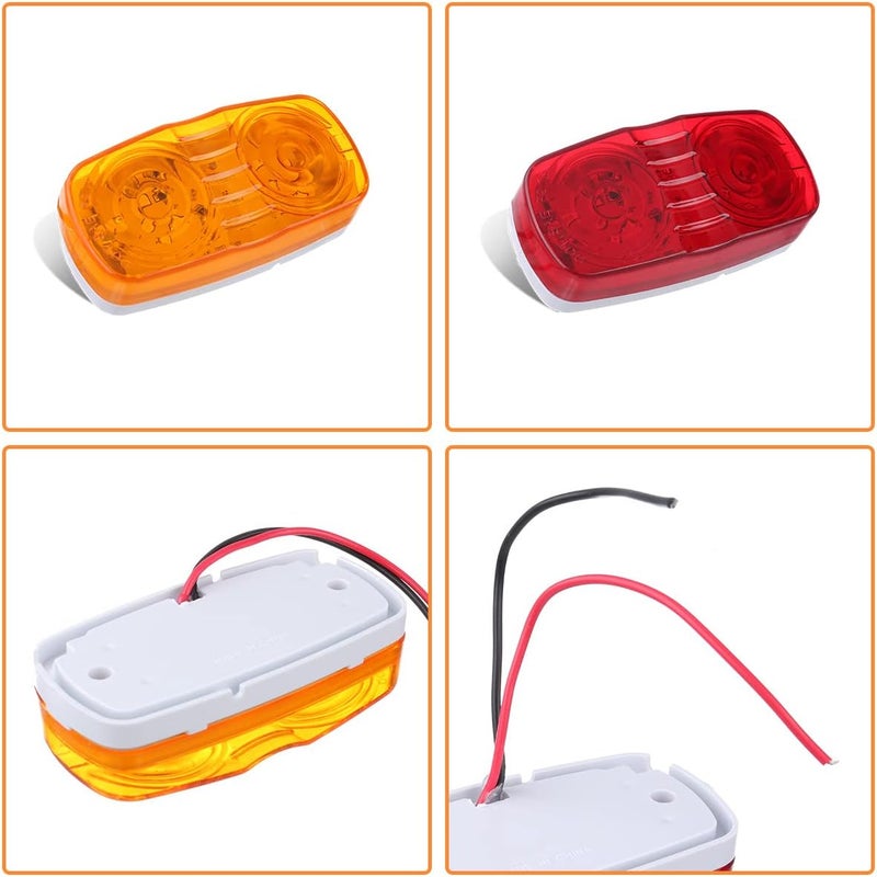 VINAUO Trailer Marker LED Clearance Lights - 14X Double Bullseye 7 Red & 7 Amber 12 LED Side Marker Light Indicator - Image 2