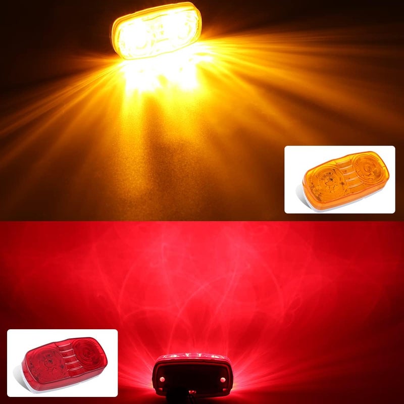 VINAUO Trailer Marker LED Clearance Lights - 14X Double Bullseye 7 Red & 7 Amber 12 LED Side Marker Light Indicator - Image 5
