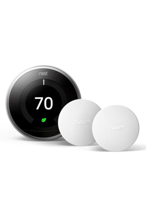Google Nest BH1252 3rd Gen Programmable Thermostat with 2 Sensors - Stainless Steel