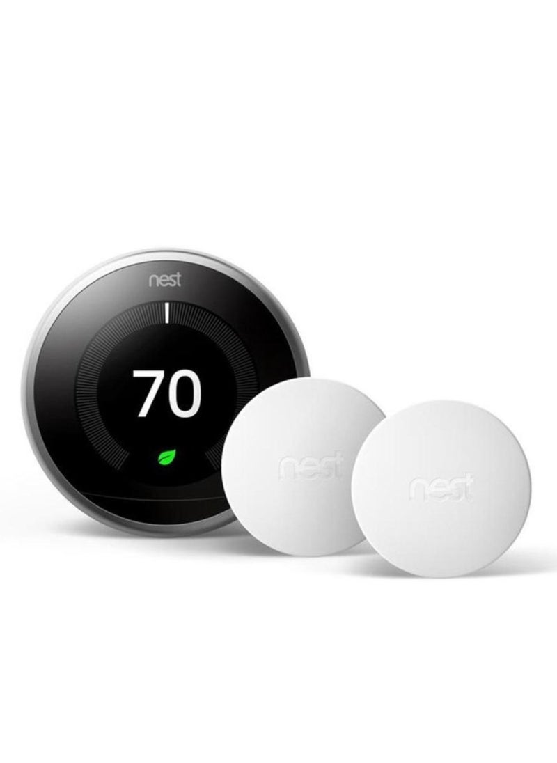 Nest - Google Nest BH1252 3rd Gen Programmable Thermostat with 2 Sensors - Stainless Steel - Image 1