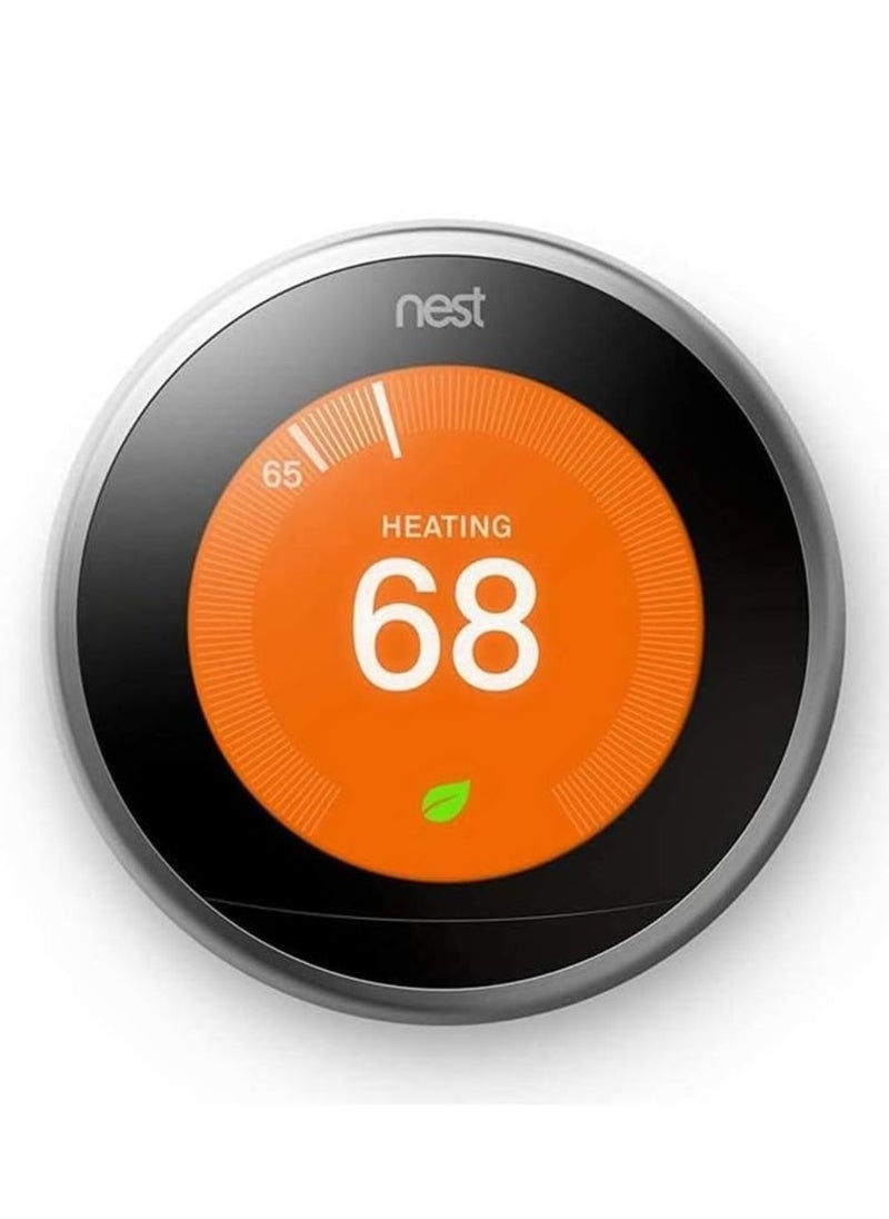 Nest - Google Nest BH1252 3rd Gen Programmable Thermostat with 2 Sensors - Stainless Steel - Image 1