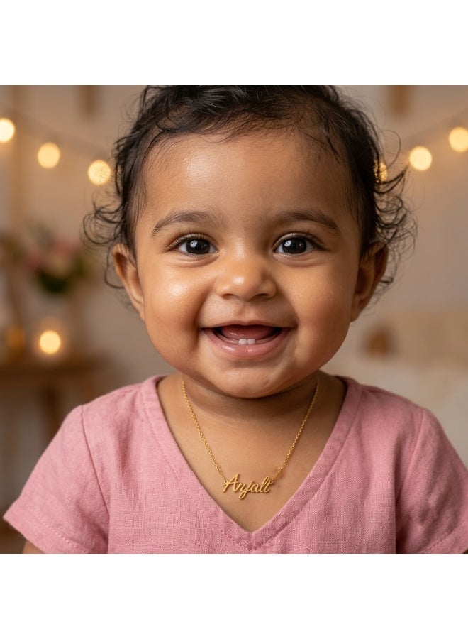 NENOUSH Baby Girl Name Necklace | English Letter Pendant Chain 30cm | Gold Tone Jewelry for Baby Girls | Fashion Necklace | Daily Wear | Party Wear - Image 2