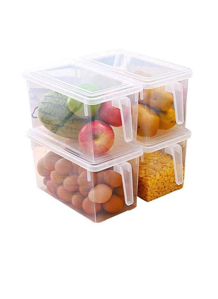 General Plastic Food Storage Containers with Lids and Handles, Food Storage Boxes, Kitchen Crisper Boxes, Refrigerators, Countertops, Food Storage, Fruits, Eggs, Vegetables, 5L Pack of 4  - Image 1