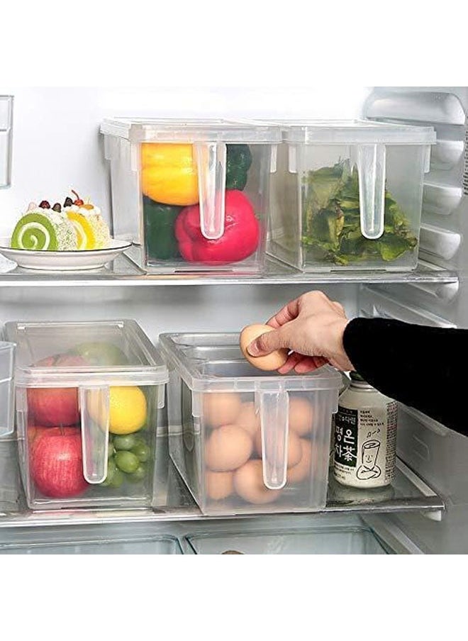 General Plastic Food Storage Containers with Lids and Handles, Food Storage Boxes, Kitchen Crisper Boxes, Refrigerators, Countertops, Food Storage, Fruits, Eggs, Vegetables, 5L Pack of 4  - Image 4