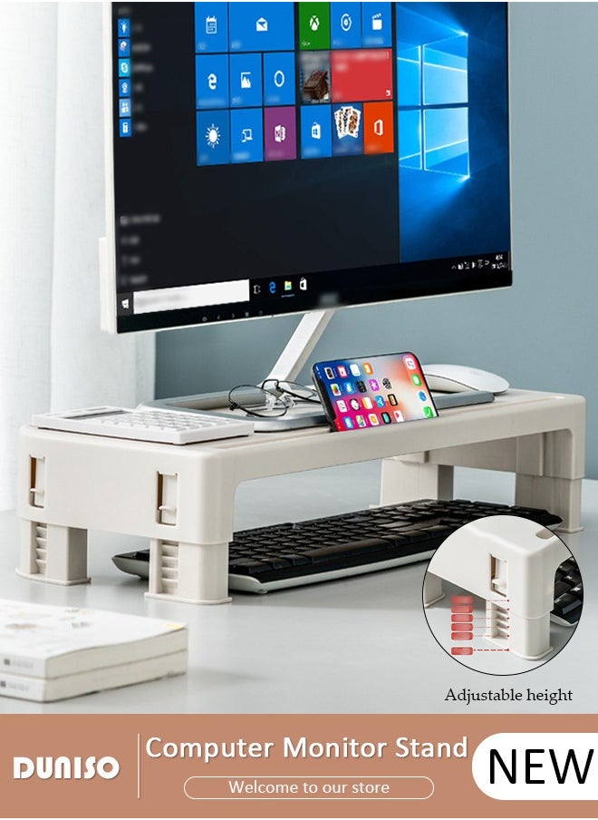 DUNISO Computer Monitor Stand Riser, Save Space Desk Organizer with Non-slip Base,Adjustable Height Computer Monitor Stand for Desktopand All Flat Screen Display,Desktop Monitor Stands for Home Office Computer Laptop  - Image 1