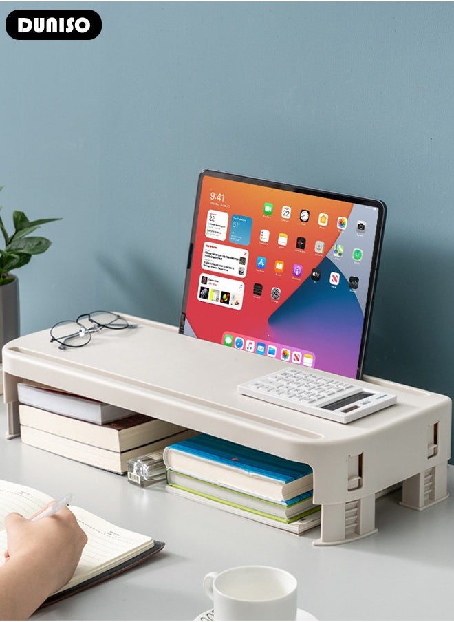 DUNISO - Computer Monitor Stand Riser, Save Space Desk Organizer with Non-slip Base,Adjustable Height Computer Monitor Stand for Desktopand All Flat Screen Display,Desktop Monitor Stands for Home Office Computer Laptop - Image 1