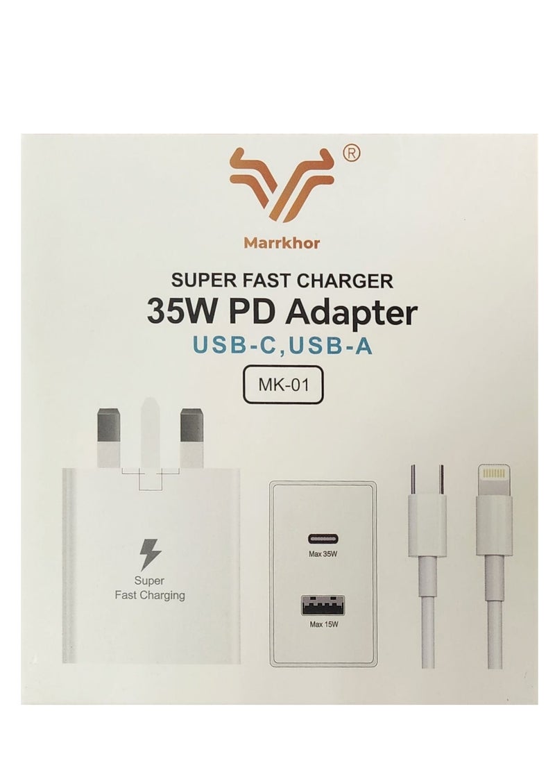 Marrkhor - SUPER FAST 35W PD Adapter USB-C USB-A WITH CABLE - Image 1