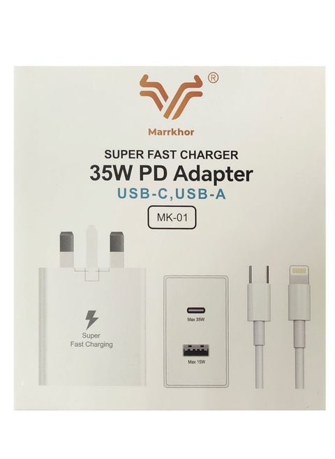 SUPER FAST 35W PD Adapter USB-C USB-A WITH CABLE