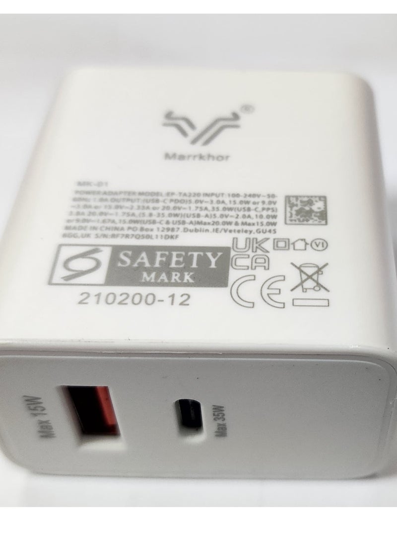 Marrkhor - SUPER FAST 35W PD Adapter USB-C USB-A WITH CABLE - Image 1
