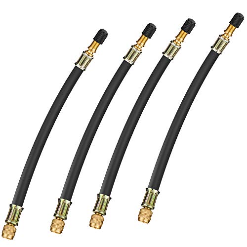 Mellbree 4pcs Valve Stem Extenders, 8.25 Inch Flexible Extension Tire Valve Adaptor Compatible for Harleys, RV, Stroller, Bicycles, Motorcycles and Portable Air Compressor - Image 1