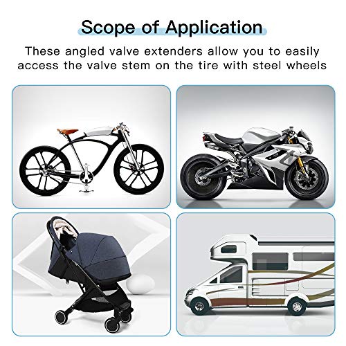 Mellbree 4pcs Valve Stem Extenders, 8.25 Inch Flexible Extension Tire Valve Adaptor Compatible for Harleys, RV, Stroller, Bicycles, Motorcycles and Portable Air Compressor - Image 5
