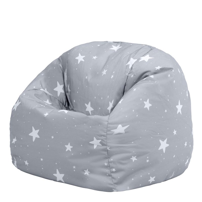 icon Star Print Kids Bean Bag Grey Kids Bean Bag Chair with Filling Included for Girls and Boys Childs Chair Beanbags for Children Nursery Dcor Playroom Dcor Bedroom Accessories