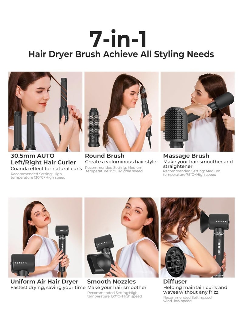 7-in-1 Hair Dryer Brush  Styler – Auto Curling, Ionic Hot Air Comb, Diffuser – 110000 RPM High-Speed Motor, 1400W Powerful Blow Dryer – 3 Heat  Speed Settings – Anti-Frizz Hair Styling Tool for Women - Image 3