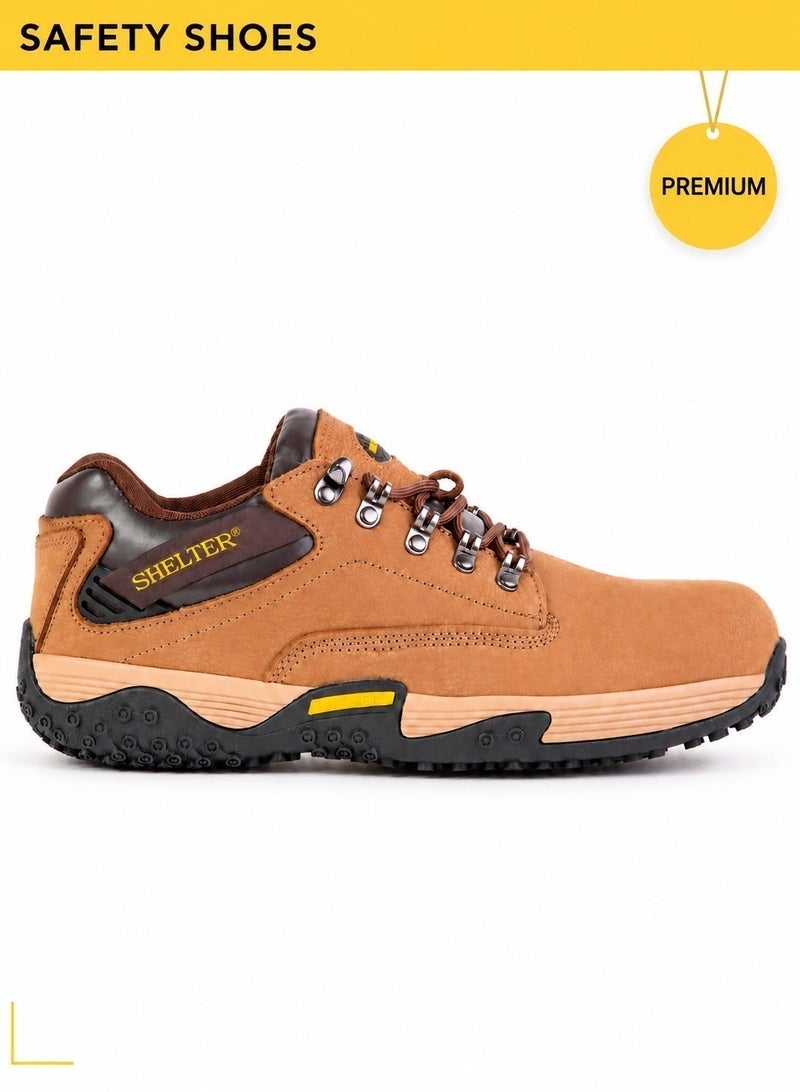 SHELTER Industrial Safety Shoes for Men Durable Composite Toe Work Shoes with Nubuck Upper, Breathable Mesh Lining & Slip-Resistant Sole - Image 1