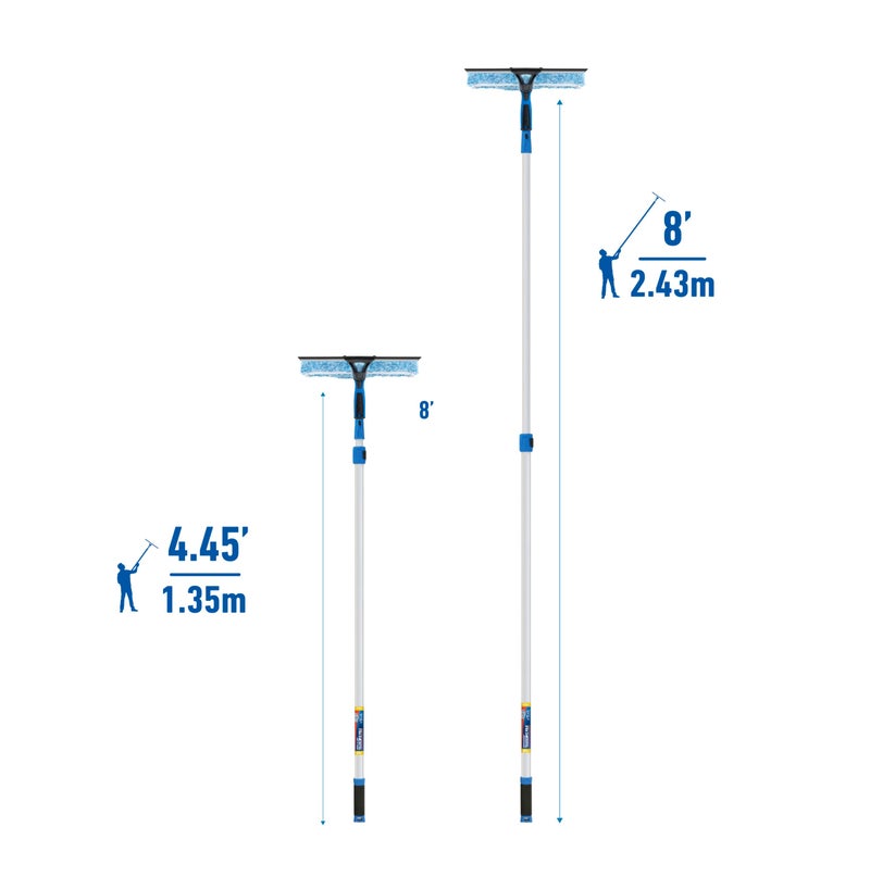 Unger Professional 2-in-1 Squeegee and Scrubber, 14â€ Window Cleaning Tool and 8â€™ Connect & Clean Pole, Essential Glass Supplies for Commercial and Residential Use, Microfiber Sleeve - Image 3