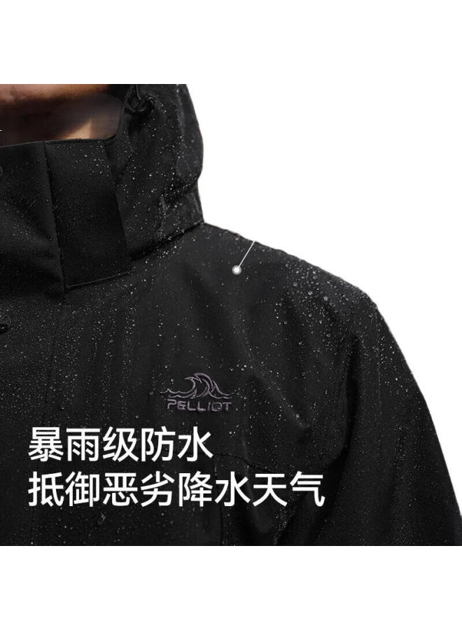 Pelliot Men'S 3-In-1 Outdoor Hardshell Jacket Waterproof Climbing Coat 114301029 Black M - Image 3