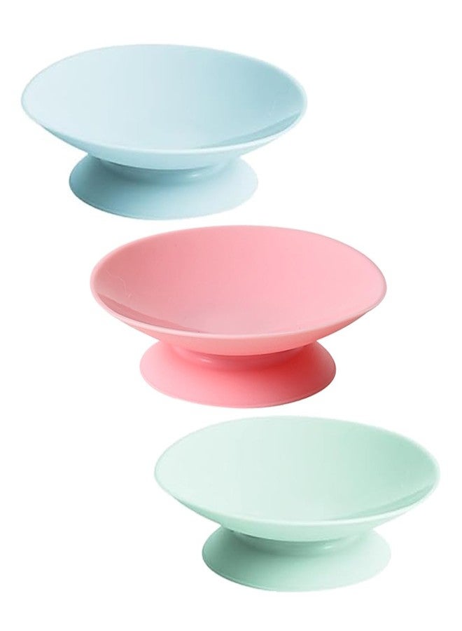 ZAAWUUT 3-Piece Tableware Suction Cups,Double Sided Tableware Fixing Pad for Plate Bowl Dish,Portable Utensil Rest Sucker Cup Tray, Pink Green Blue - Image 1